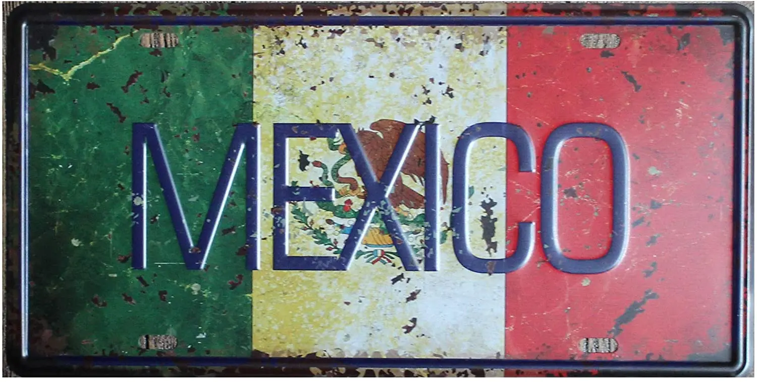 

metal tin sign Mexico Bandera Nacional Bar Cafe Garage Wall Decor Retro Vintage 12 X 6 inches
