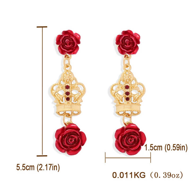 

New Arrivals Vintage Resin Rose Flower Earrings for Women Exquisite Dangle Drop Earrings Fashion Jewelry Statement Gold Earring