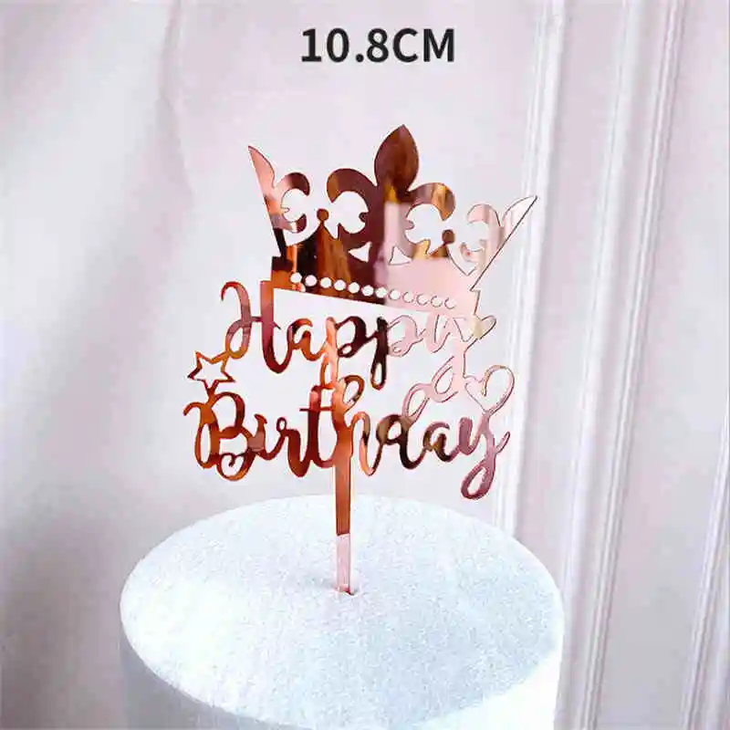 

Acrylic Happy Birthday Cake Topper Rose Gold Silver for Kids Baking Cake Decoration Tool for Birthday Party Baby Shower Favor