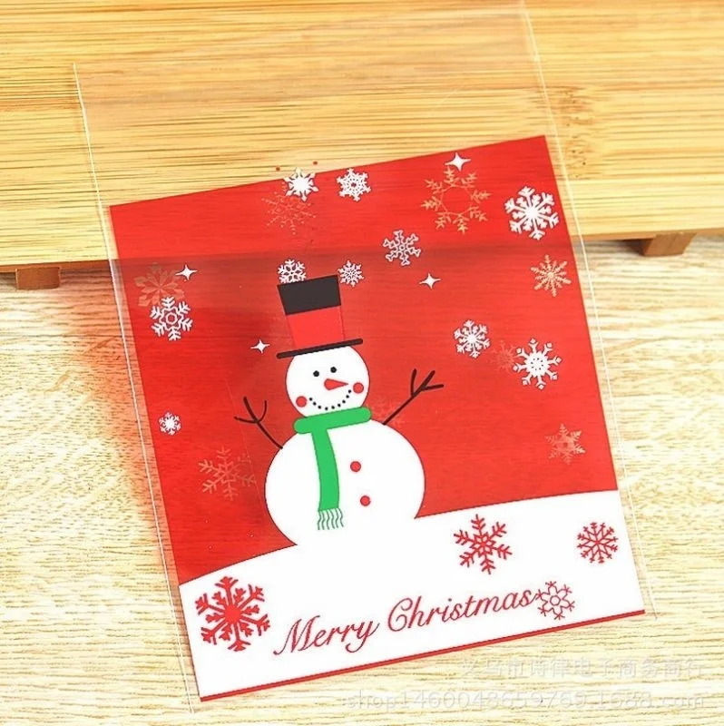 100 шт подарок печенье помадка Конфеты самоклеющиеся Рождество целлофан мешок 10x10