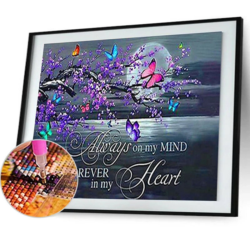 

Home Decor Gift Landscape Hanging Picture Full Drill 5D Diamond Painting Butterfly Tree Shadow Embroidery Art Craft