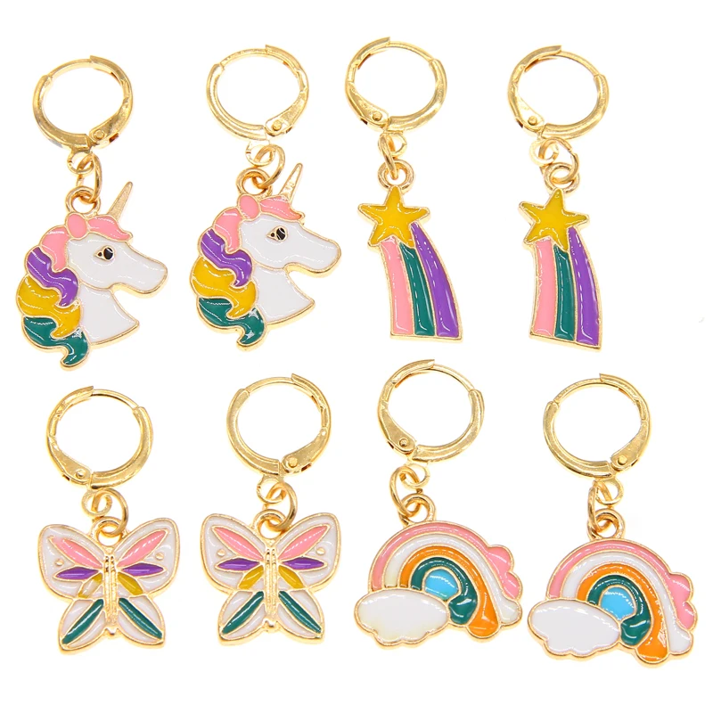 Изысканная индивидуальность Красочная радуга Женская милая бабочка серьги