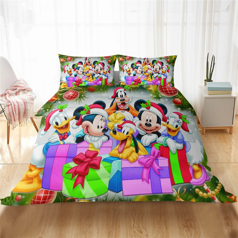 

3D Christmas Minnie Mickey Bedding Set Home Textiles Bedroom Queen King Size Children Couple Student Bed Set Duvet Cover Set