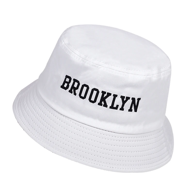 

Fashion cotton wild bucket hat BROOKLYN Pattern printing Fisherman Hat outdoor travel hat Sun Hats for Men and Women panama hats