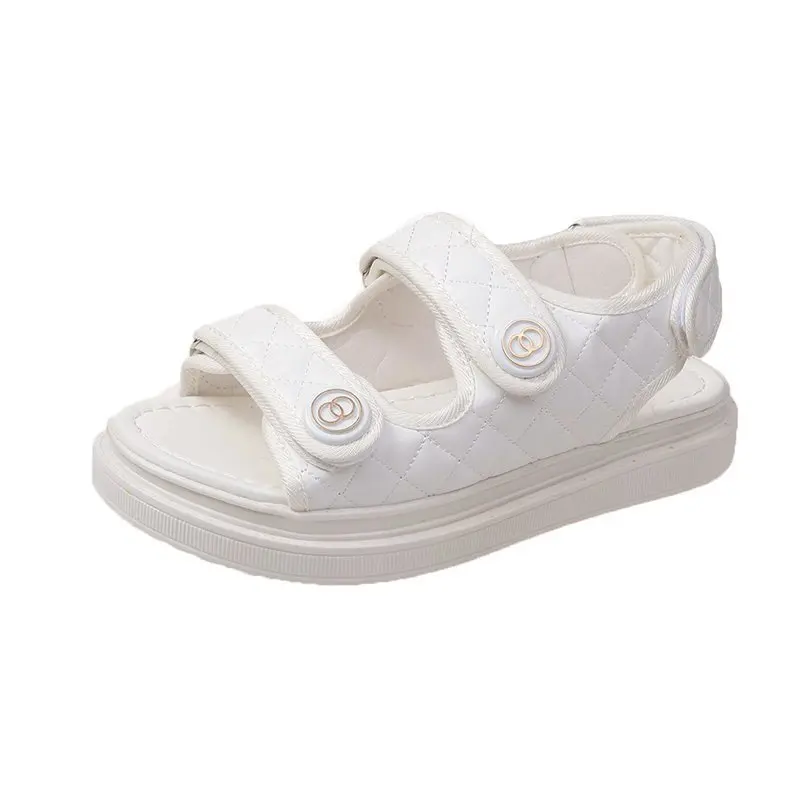 

Luxury Designer Ladies Sandals Summer Fashion Sew Lattices Comfortable Platform Solid Leisure Open Toe Roman Style Sandals