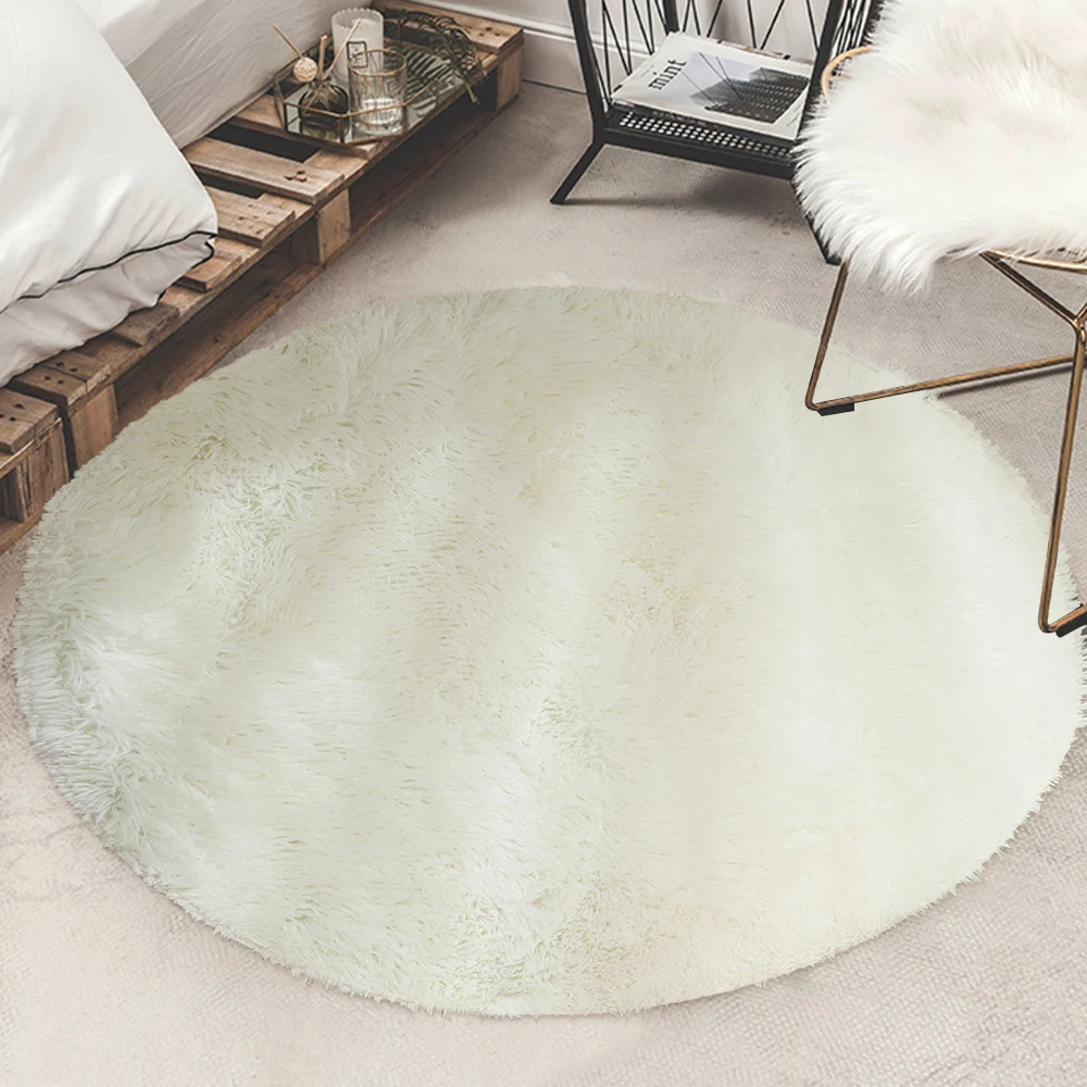 

Round Plush Carpet for Living Room Fluffy Rug Thick Bed Room Carpets Anti-slip Floor Soft Rugs Tie Dyeing Velvet Kids Room Mat