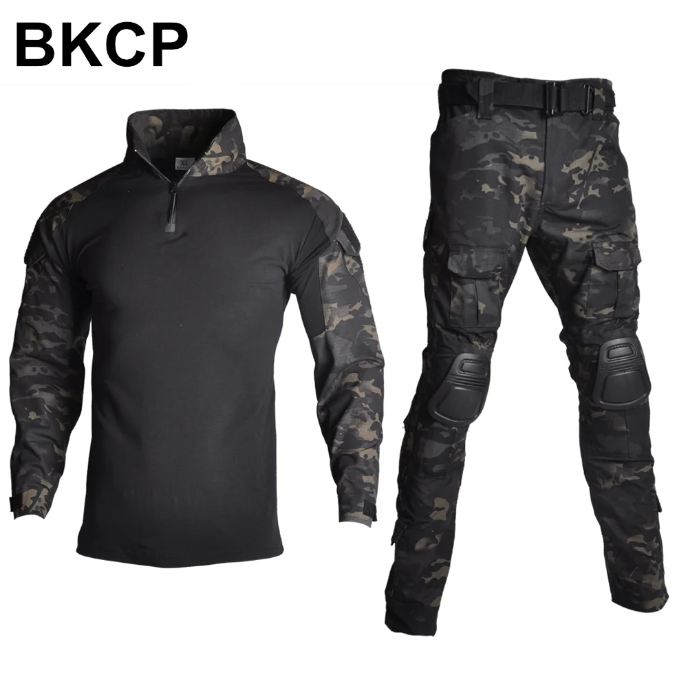 BKCP Kryptek Mandrake BDU G3 Униформа рубашка и брюки страйкбол Painball Боевая Тактическая Военная форма W/Наколенники охотничья одежда - Цвет: BKCP