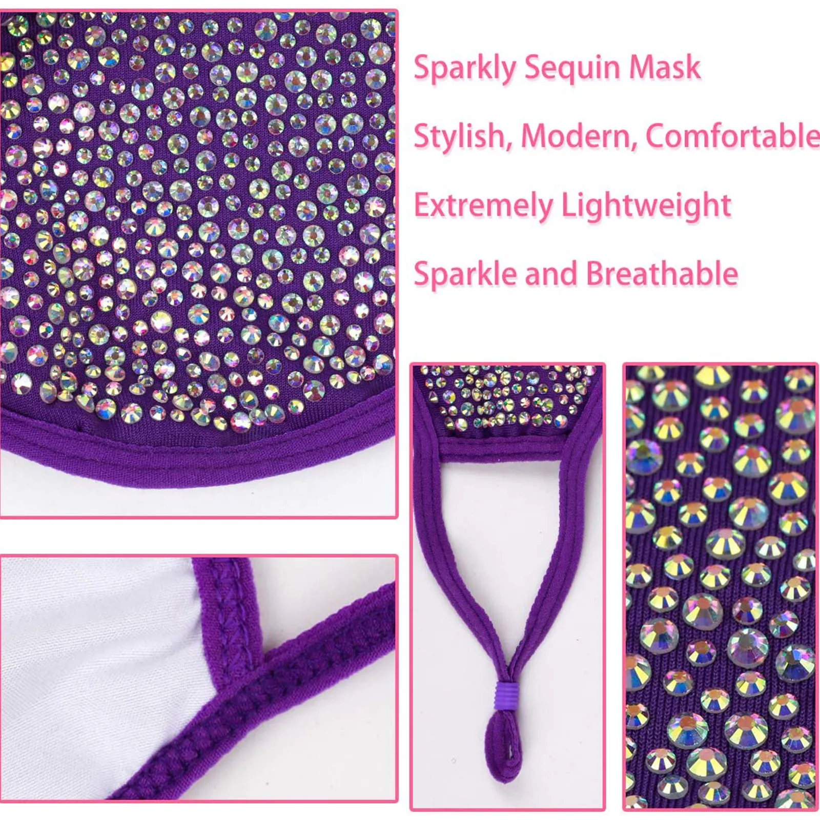 Модный комплект из 3 предметов к требованиям заказчика Сверкающие стразы маска