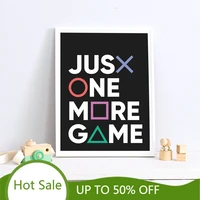 just one more game wall art canvas painting posters prints gamer joystick symbols gamepad controller boys room home decoration