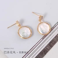 natural baroque pearl stud earrings vintage luxury hand made winding silk earrings 925 silver needle earrings jewelry for wome
