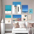 Минималистичный плакат для бассейна, принт Майами, вид океана, холст, живопись, Летний пляж, настенные картины для гостиной, домашний декор