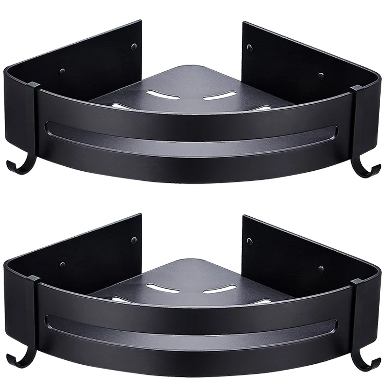 

Corner Bathroom Shelf Shelves Storage Wall Shelf Kitchen Storage Rack Organizer Wall Holder Bathroom Shelves with hooks 1PC