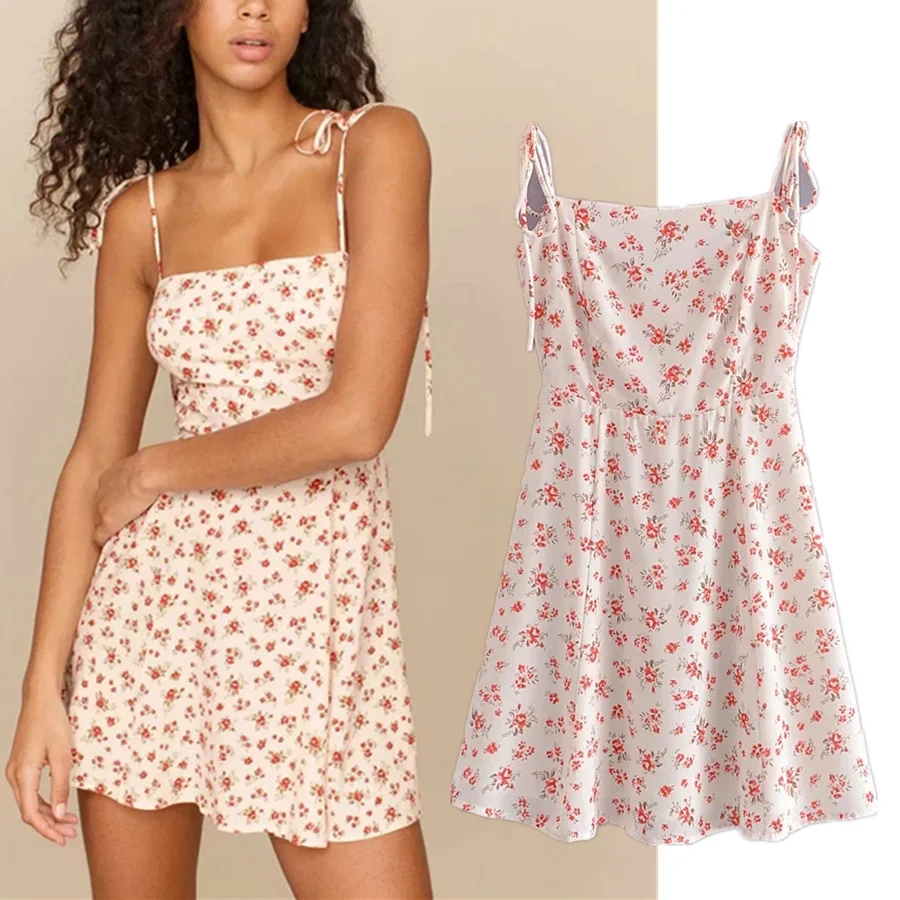 

Withered 2021 Summer Dress Women Ins Fashion Blogger Vintage Floral Print Spaghetti Strap Vestidos De Fiesta De Noche Vestidos