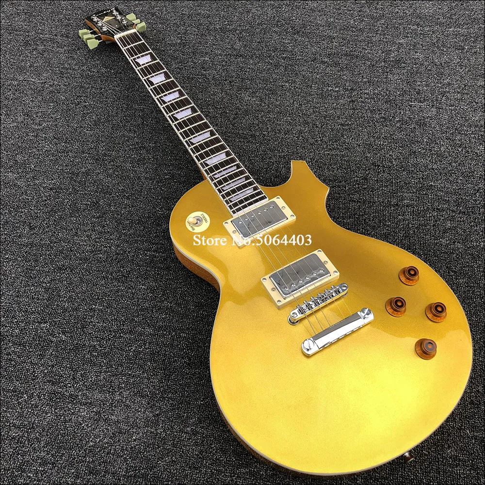 Высококачественная электрическая гитара кленовый шпон Золотая краска
