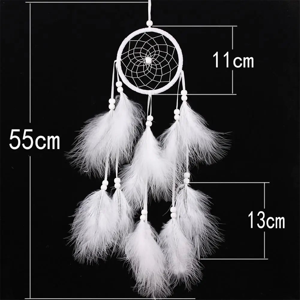 

Nordic Wind Chimes Handmade Indian Dream Catcher Net with Feathers 55Cm Wall Hanging Dreamcatcher Craft Gift Nursery Decor