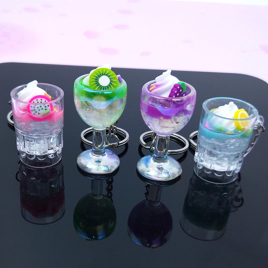 Акриловые милый брелок сока мороженого раковины дрейф бутылка с подвеской для
