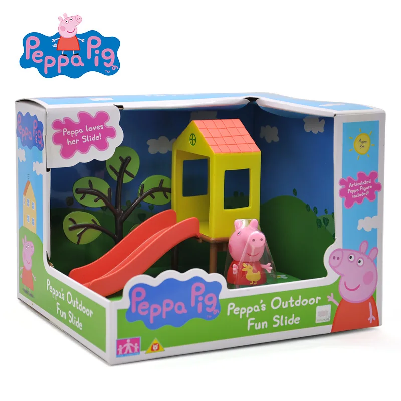 Slide And 1 Figures Оригинальная игрушка Peppa, Свинка Джордж, фигурки, кукла Peppa, друзья, любовь, обучение, классная сцена, развивающие игрушки, Детский Рождественский подарок - Цвет: Slide And 1 Figures