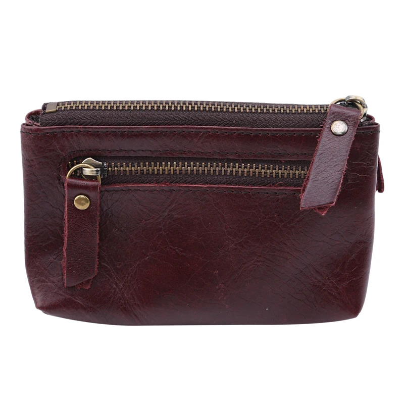 

New Hot Sale 12x2x7.5cm Women Leather Coin Card Pouch Mini Purse Key Ring Change Wallet Zipper Small Bag With High Quality