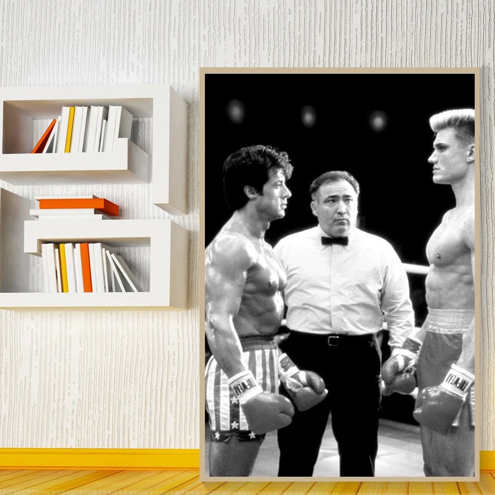 Черный и белый Рокки Бальбоа Бокс рисунок на тему бодибилдинга Плакаты принты