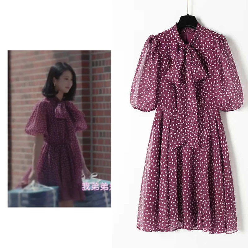 2020 летнее платье в горошек корейские драматические платья для женщин мини-платье