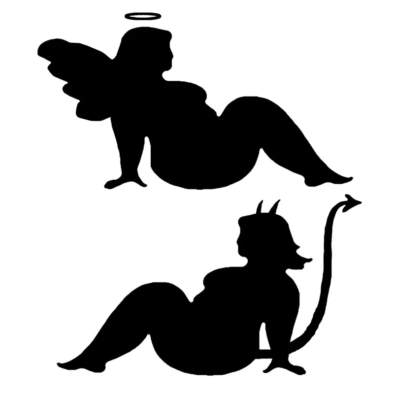 

1 Pair of Angel Devil Mud Flap Woman Sticker Funny Car Windshield Decoration Accessory Decal Waterproof Black/white,13cm*11cm