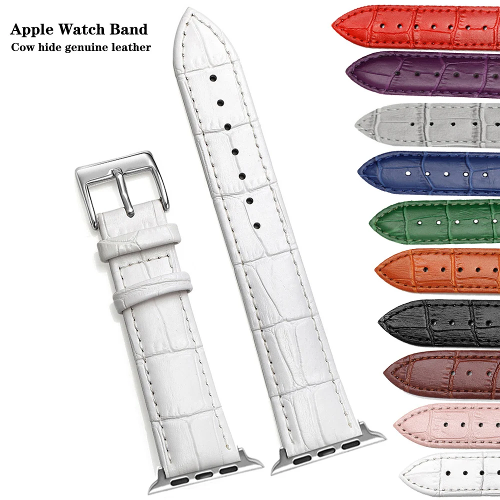 Ремешок из натуральной коровьей кожи для Apple Watch браслет петля iWatch 6 5 4 42 мм 38 44 40