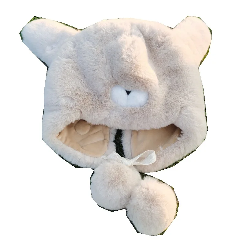 

Korea Cute Drop Ears Plush Women Autumn and Winter Thick Warm Ear Protection Cycling Cold Hat