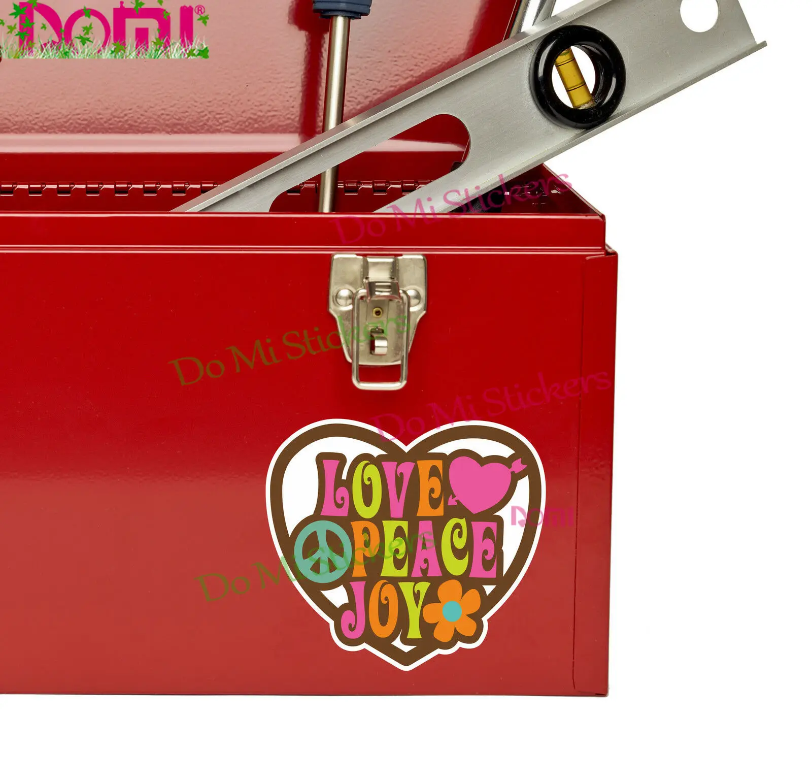 Виниловая наклейка Love Peace Joy для ноутбука цветок хиппи дома на колесах