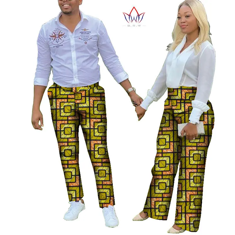 2021 New Autumn African Couple Clothes 2 Pieces Lovers Couples Clothing Print Dashiki Bazin Riche Plus Size Long pants WYQ657
