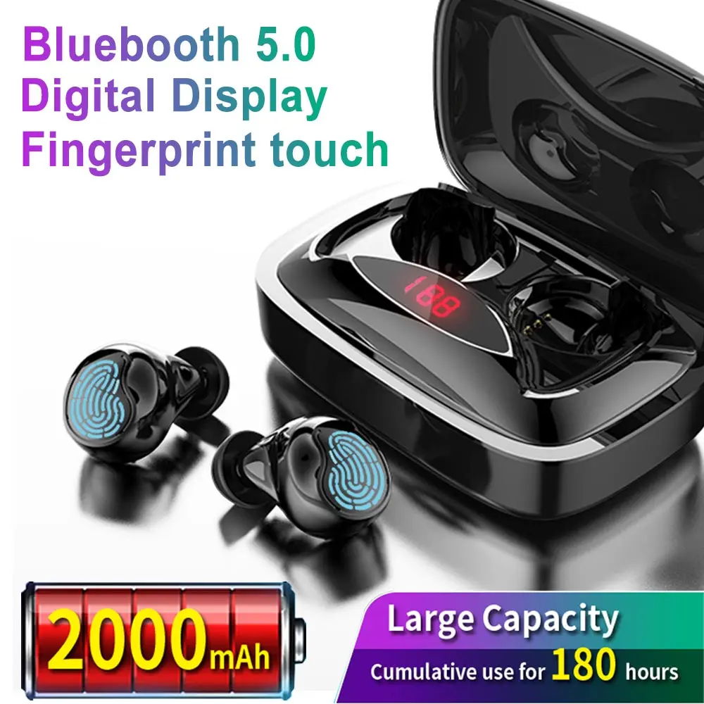 TWS мини беспроводные наушники Bluetooth 5 0 с дисплеем power Display 6D стереонаушники сканер