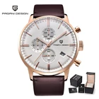 PAGANI Дизайн 2022 новые спортивные военные кварцевые мужские часы с хронографом и кожаным ремешком из нержавеющей стали с автоматической датой