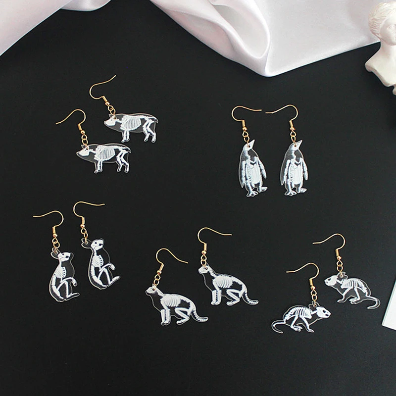 Новые акриловые прозрачные висячие серьги в виде животных пингвин Креативные