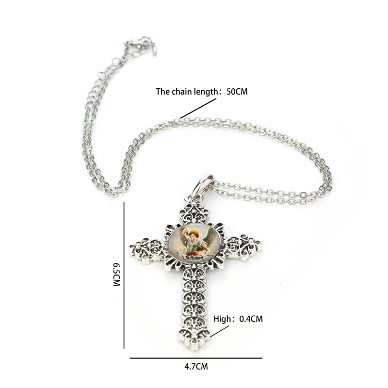 ST JUDE, ожерелье с крестом, богородица Дева Марии, стеклянный кабошон, кулон из нержавеющей стали, цепочка, ожерелье, христианские католические украшения
