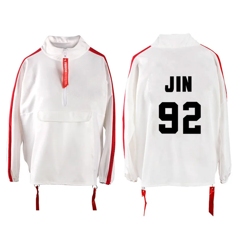 JIN Kpop толстовки Женская с длинным рукавом Корейская версия свободная весенняя куртка пальто k-pop Bangtan мальчики jin suga топы толстовки с капюшоном - Цвет: JIN