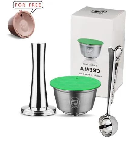Нержавеющая сталь Rusable Dolce Gusto Кофе Капсула Для Nescafe с фильтром uesed 200 время кофе молотого вскрытия ложка клип - Цвет: 1 metal 1 ta 1sp 1pl