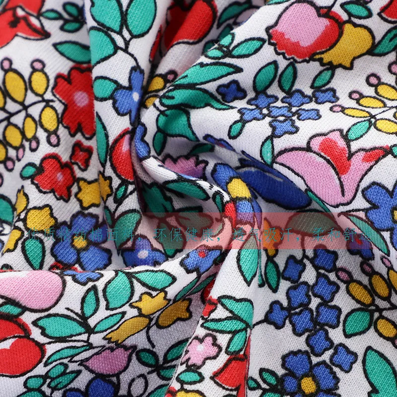 Детское Хлопковое платье с коротким рукавом и цветочным принтом | Детская одежда