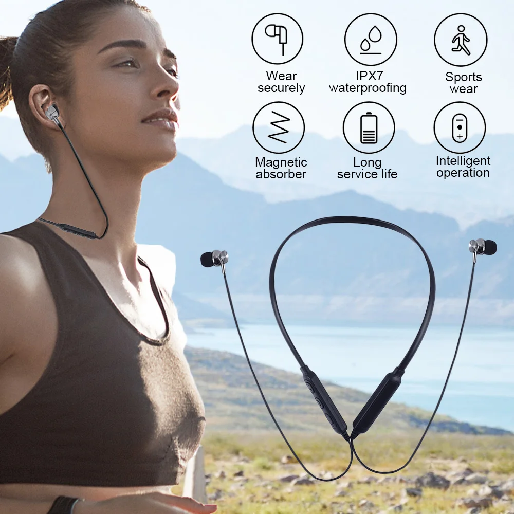 Cewaal Bluetooth наушники, беспроводные наушники 5,0, Спортивная гарнитура с шейным басом, стерео, водонепроницаемые с микрофоном для iPhone, Xiaomi