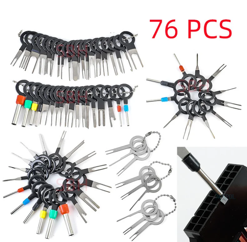 

76 PCS Car Terminal Removal Tool Motorist Kit Car Accessories Auto Repair Tool Stylus Wire Crimp Pin Extractor Puller