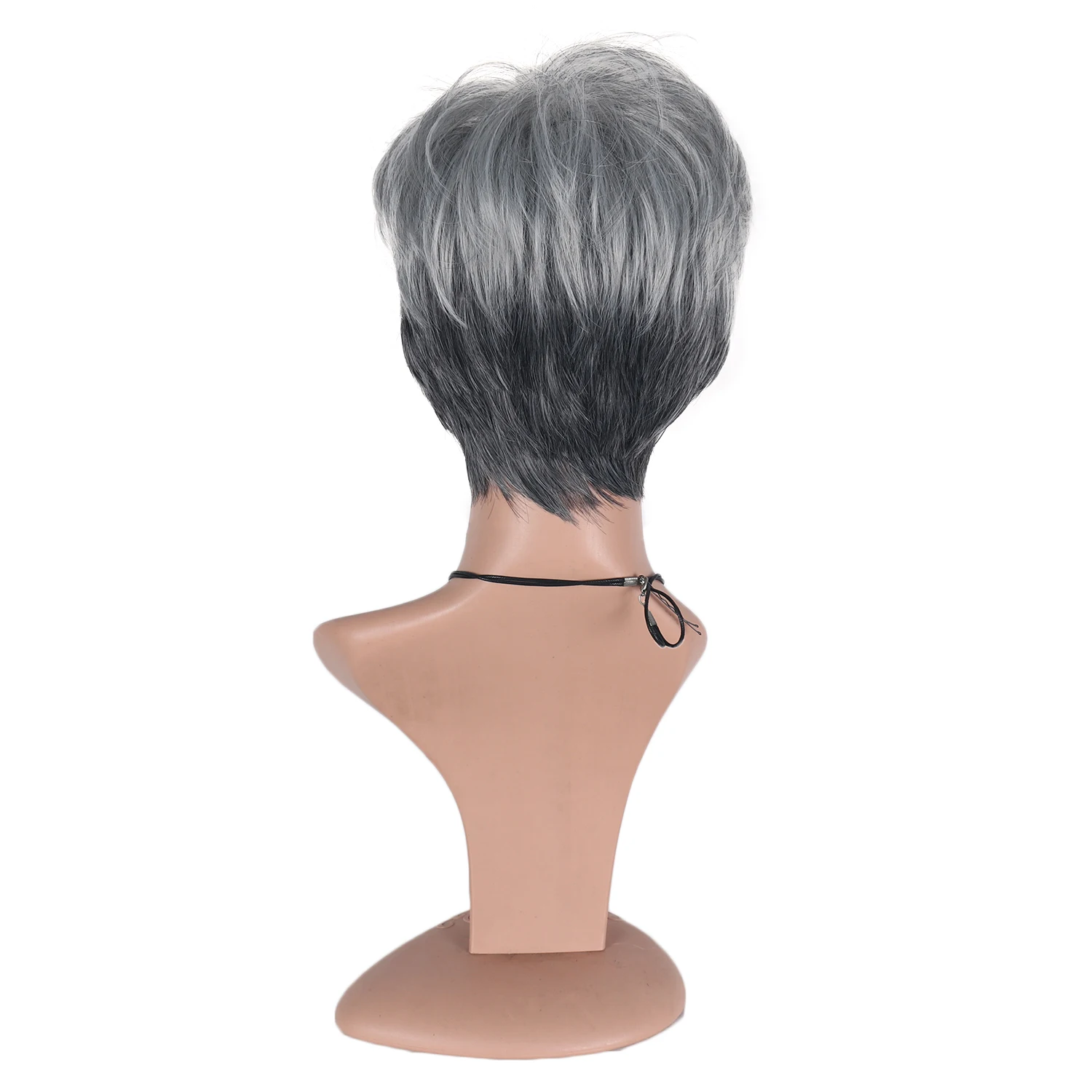 

Gray Black Short Straight Wig Ombre Non Lace Front Side Part Pixie Cut Wigs Natural Synthetic Cheap Blunt Cut Curly Hair Wig