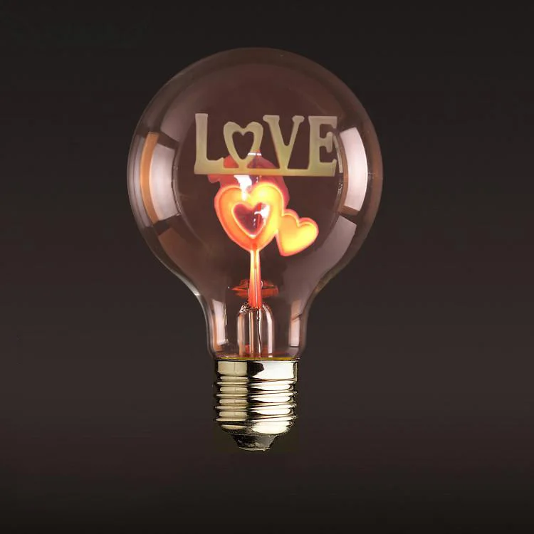 Love YNL Edison лампа E27 220v декоративная лампа накаливания G80 в винтажном стиле; Новинка для девочек Праздничные огни 3 Вт Рождественские огни для дома лампада - Цвет: Love