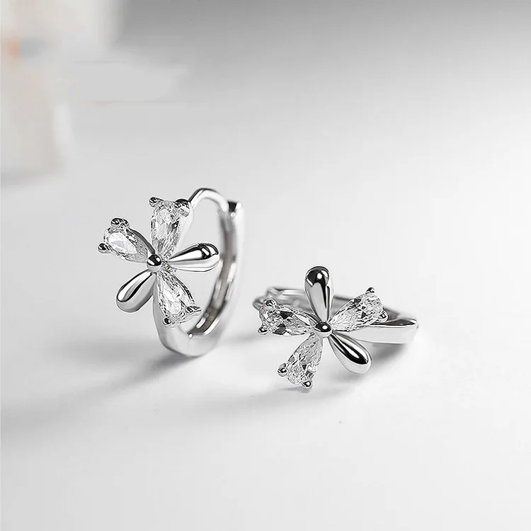 Begirl Temperament Pin Flowers Earrings Simple Fashion Crystal Five Leaf for women Factory Wholesale | Украшения и аксессуары