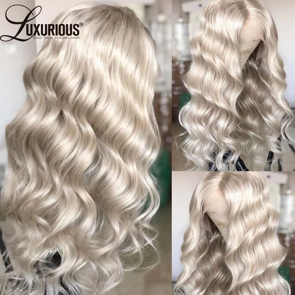 

Platinum Blonde Loose Deep Wave Lace Front Human Hair Wigs For Women White Body Wave Transparent Lace Wigs 613 Lace Frontal Wig