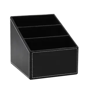 Домашний Настольный органайзер для хранения чая с дистанционным управлением, CD, канцелярские принадлежности, кожаный держатель для из искусственной кожи, настольный органайзер для косметики