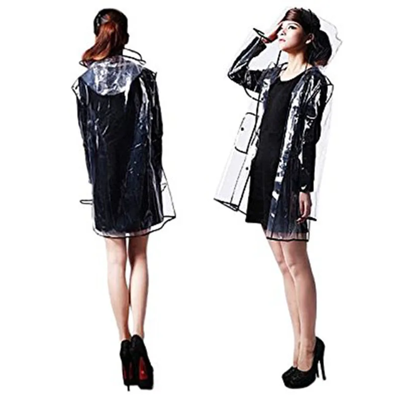 Женский черный прозрачный непромокаемый плащ EVA Runway дождевик для мужчин модные