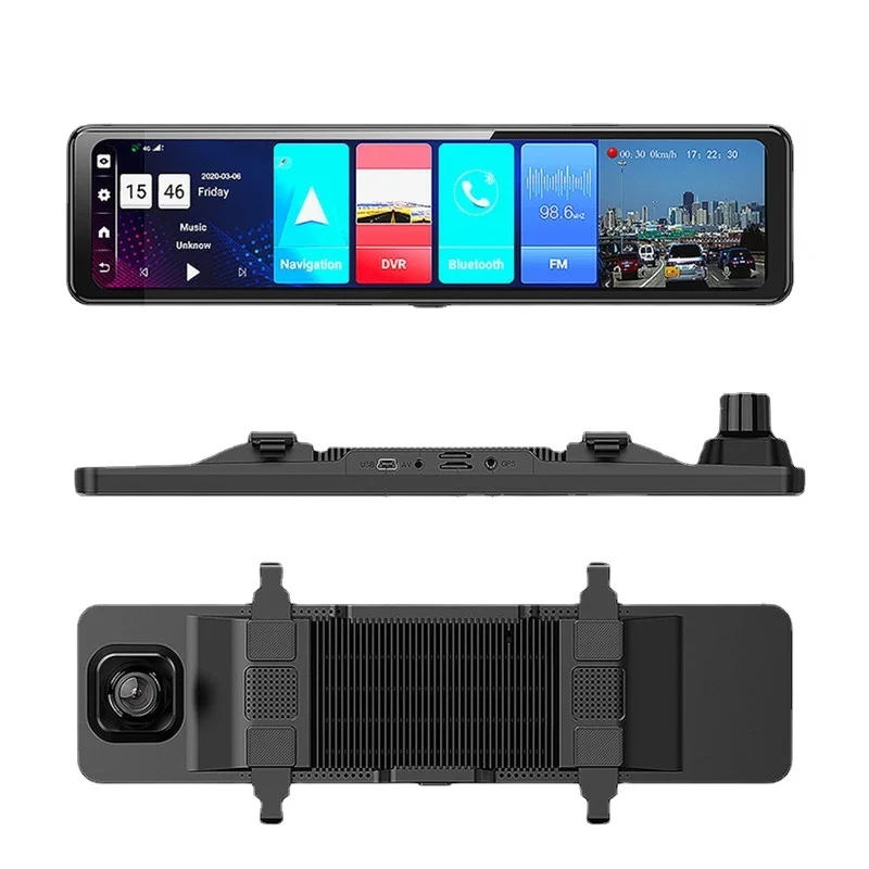 Автомобильный видеорегистратор на Android, 1080P, 12 дюймов, зеркало заднего вида, GPS, Wi-Fi, ADAS, видеорегистратор с двумя объективами, Автомобильный р...