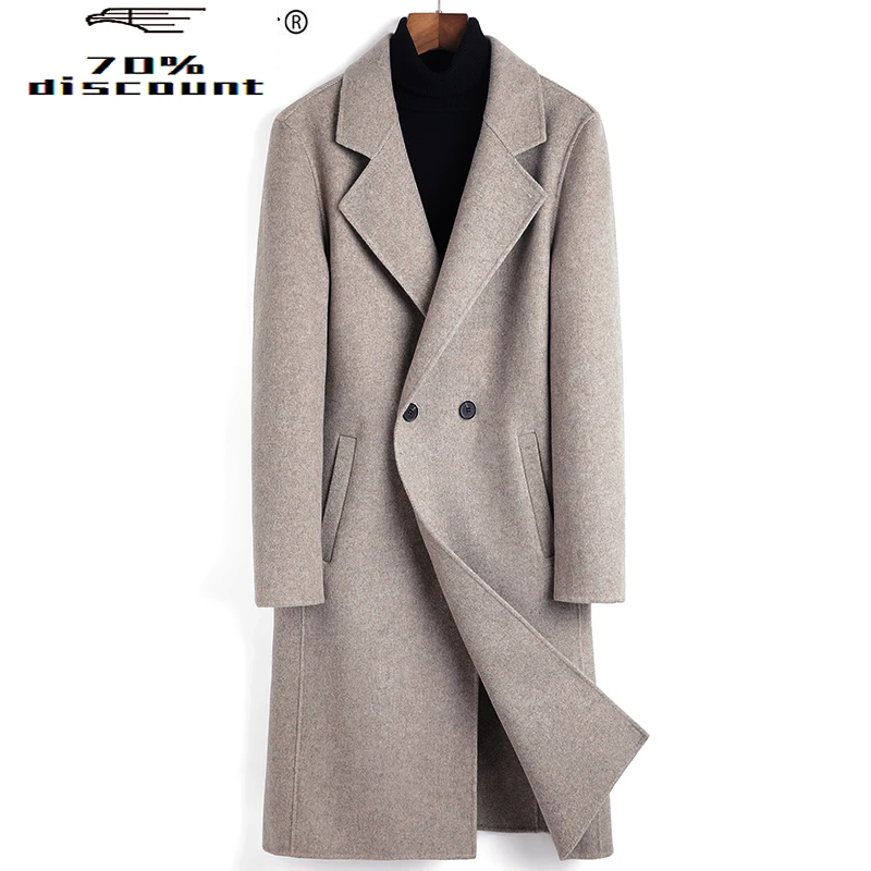 

Long 200% Wool Coat Men Jacket Double Breasted Overcoat Clothes Mens Coats and Jackets Sobretudo Masculino 9909 KJ4292