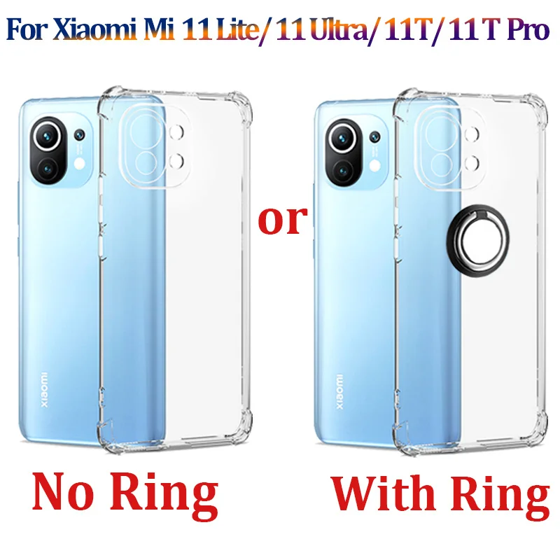 

Ring Holder Case For xiaomi mi 11 lite 5g NE case Transparent Silicon Shockproof bumper xiaomi 12 Pro 12X case Xiaomi 11T Pro