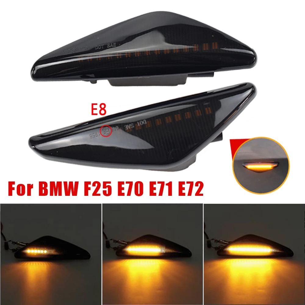 2pcs Smoke Lens LED Dynamic Side Marker Light Turn Signal Indicator Repeater For BMW X3 F25 X5 E70 X6 E71 E72 2008-2014 - купить по