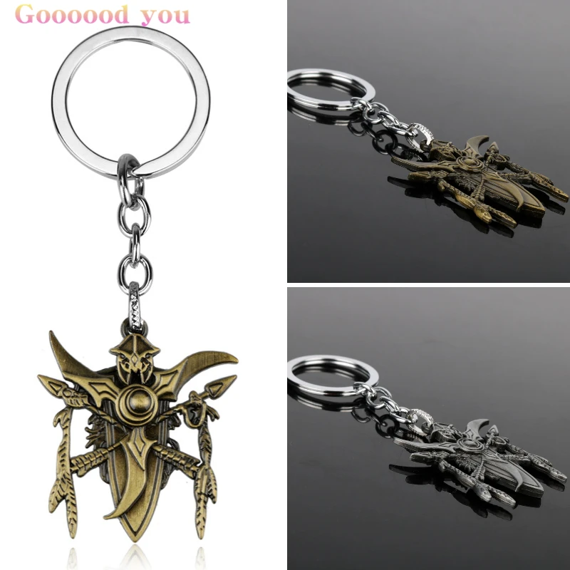 

Anime Keychain Men WOW Night Elves Car Key Chain Accessories World of Warcraft Backpack Pendants Keyring For Fans Friends Gift