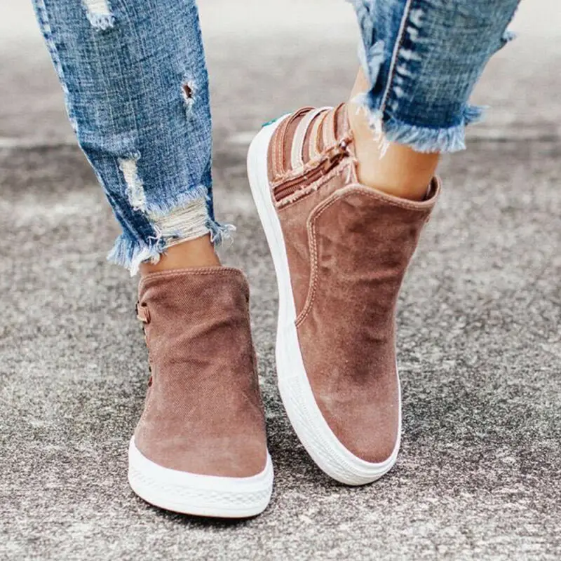 

Womens Hidden Heel Zip Up Ankle Boots Casual Straps Buckle Booties Shoes Size